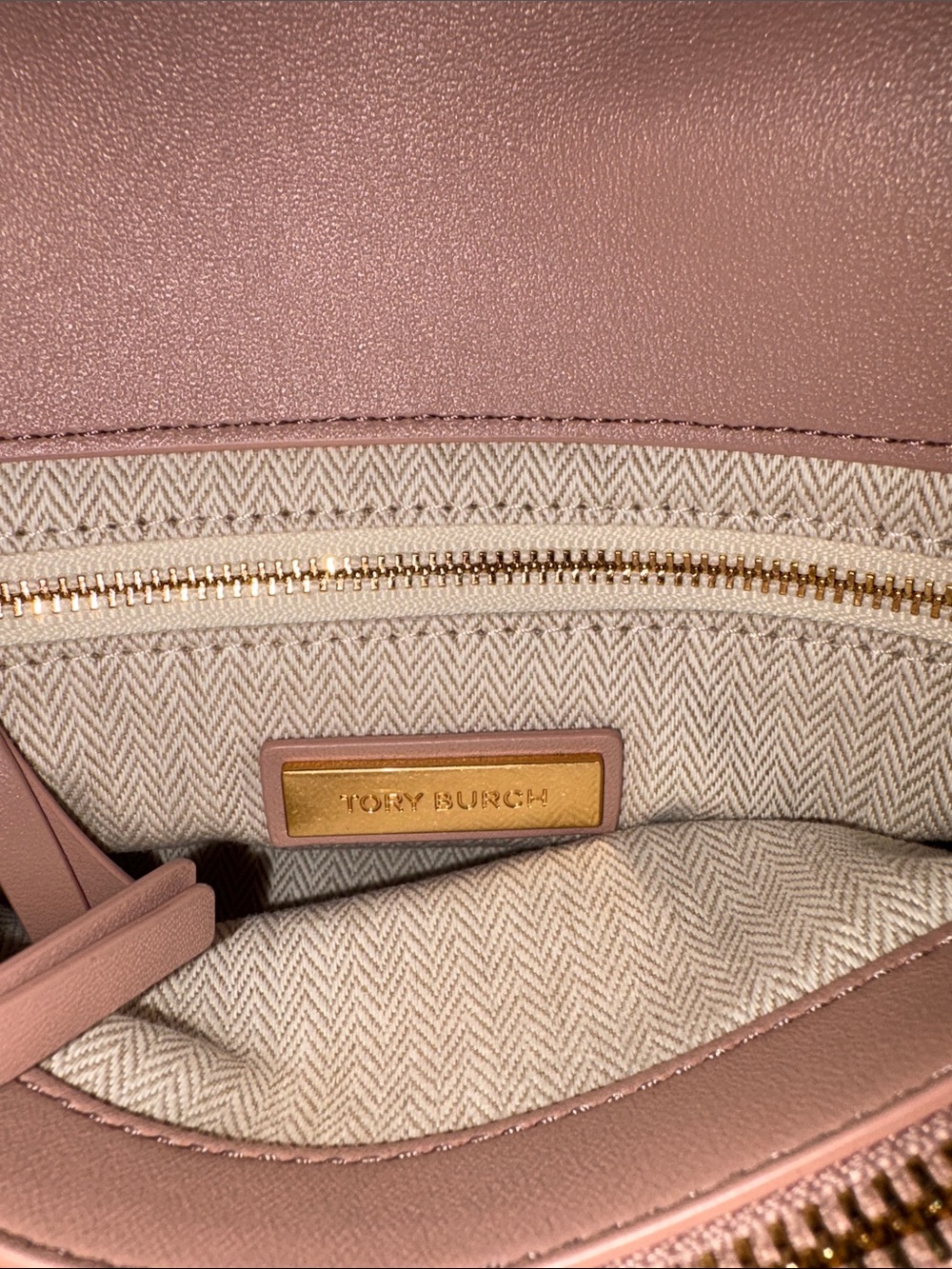 Tory Burch Blush Quilted Suede Chain Crossbody - Picture 5 of 8